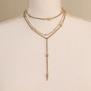 Gold choker drop necklace